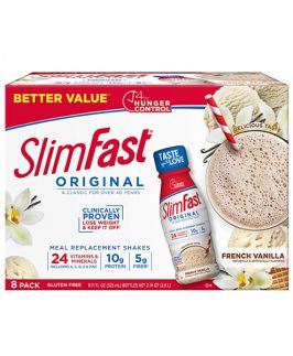 SlimFast Meal Replacement Shake, Original French Vanilla, 10g of Ready to Drink Protein for Weight Loss, 11 Fl. Oz Bottle, 8 Count